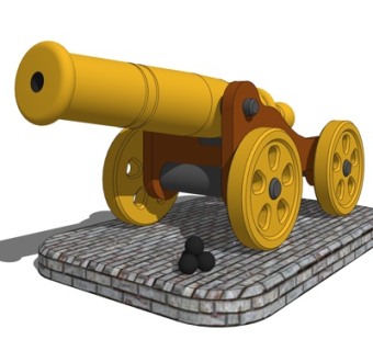 现代炮台景观小品su模型