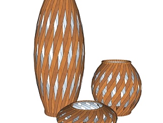 现代竹艺花瓶su模型