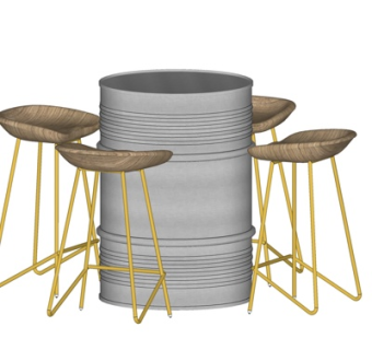 工业风休闲桌椅su模型