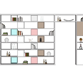 现代实木装饰柜su模型