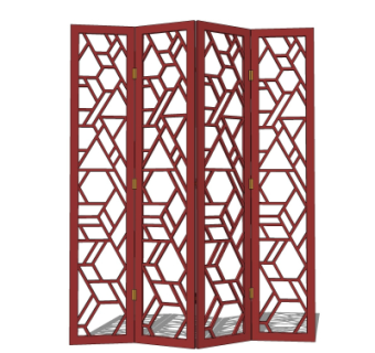 现代花格屏风隔断su模型