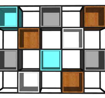 现代实木装饰柜su模型