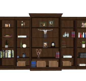 现代实木装饰柜su模型