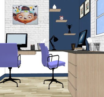 现代实木书桌su模型