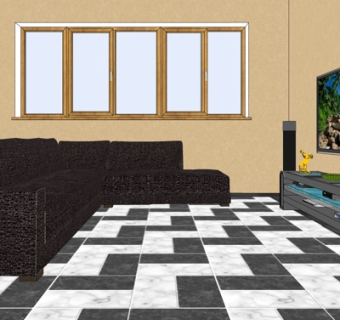 现代简约客厅su模型