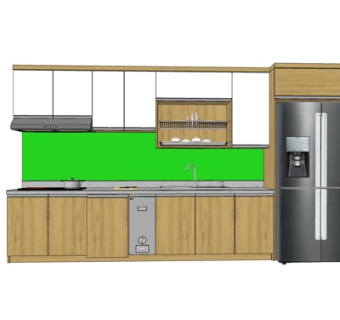 现代实木橱柜su模型