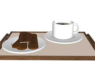 现代咖啡糕点食物su模型
