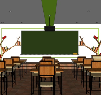 现代学校教室su模型