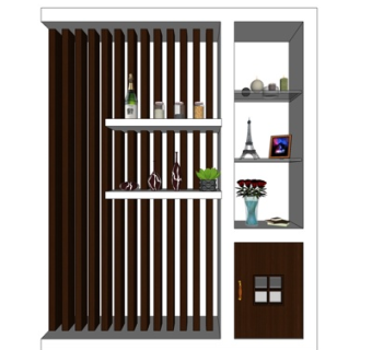 现代实木装饰柜su模型