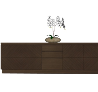 现代实木边柜su模型