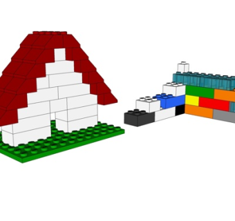 现代儿童积木玩具su模型