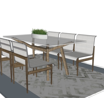 现代餐桌椅su模型