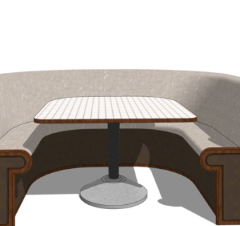 现代卡位餐桌椅su模型