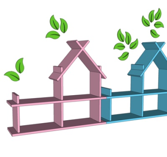 北欧实木装饰架su模型