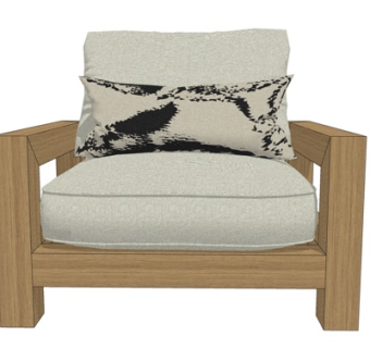 北欧实木休闲椅su模型