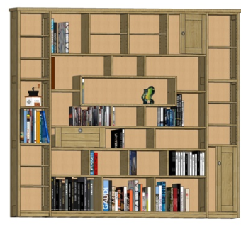 现代实木书架su模型