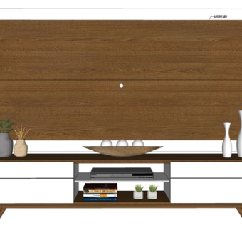 北欧实木电视柜su模型