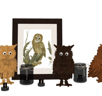 现代猫头鹰摆件su模型