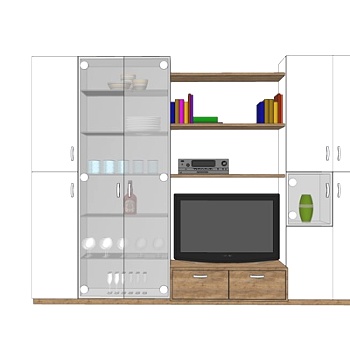 现代实木<em>电视柜su模型</em>