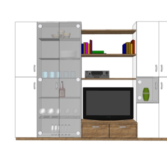 现代实木电视柜su模型