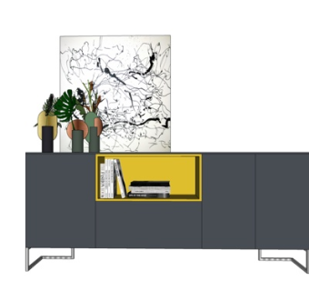 现代实木边柜su模型