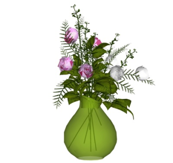 现代花瓶花卉su模型