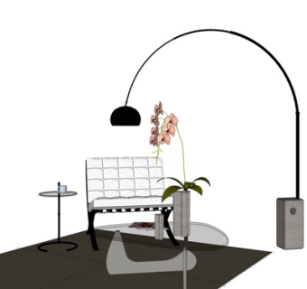 现代布艺休闲椅su模型