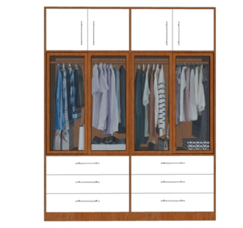 现代实木衣柜su模型