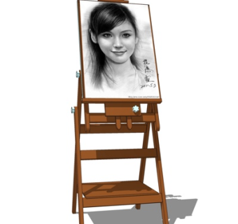 现代实木画架su模型