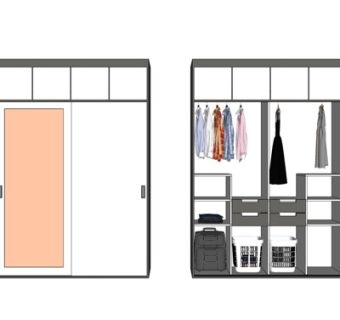 现代实木衣柜su模型