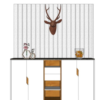 现代实木玄关柜su模型