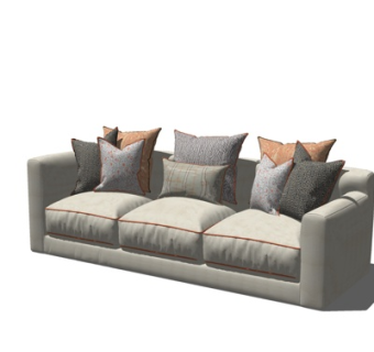 现代布艺多人沙发su模型