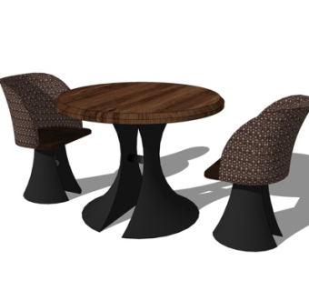 现代藤编休闲桌椅su模型