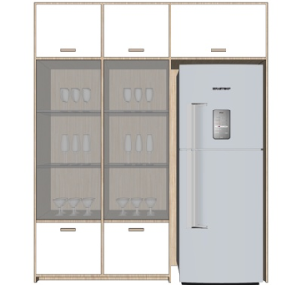 北欧原木餐边柜su模型