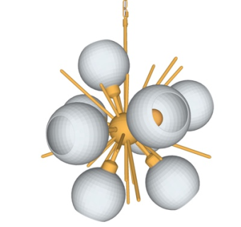 现代金属球形吊灯su模型