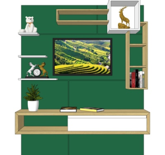 北欧原木书桌su模型