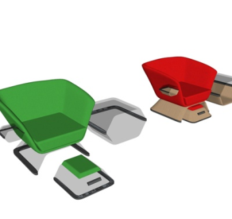 现代卡座休闲椅su模型