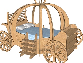 <em>欧式马车</em>婴儿床su模型
