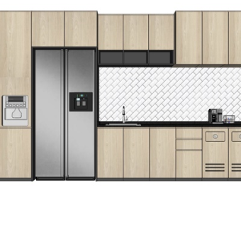 现代实木橱柜su模型