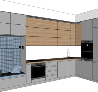 现代实木橱柜su模型