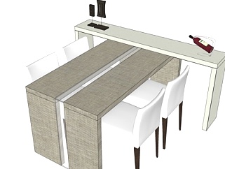 现代餐桌椅吧台<em>su模型</em>