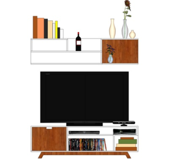 北欧实木电视柜su模型
