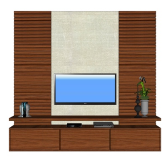现代实木电视柜su模型