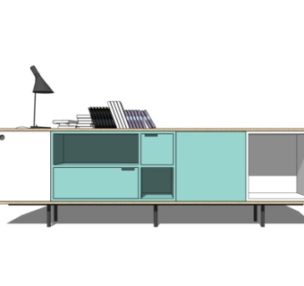 现代实木电视柜su模型