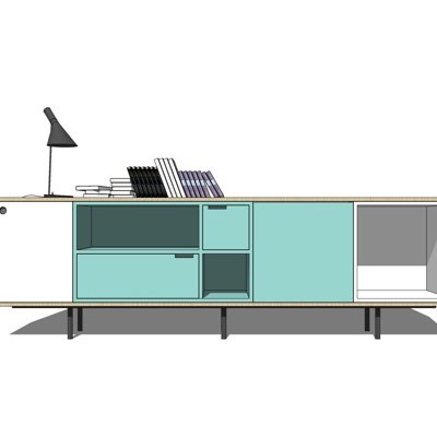 现代实木电视柜su模型