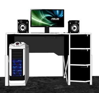 现代电脑桌椅su模型