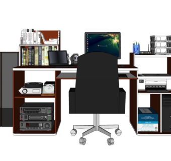 现代电脑桌椅su模型