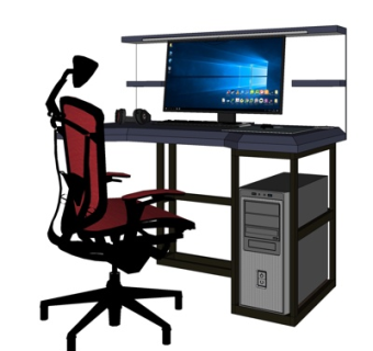 现代电脑桌椅su模型