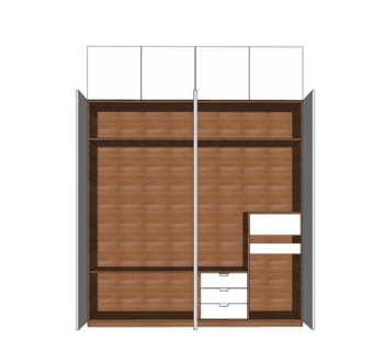 现代实木衣柜su模型