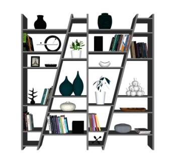 现代实木装饰架su模型